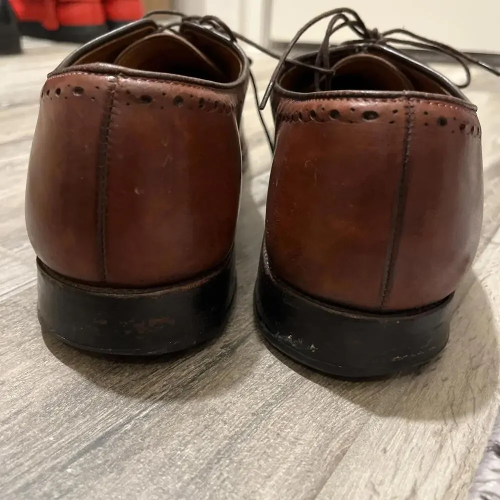 ALLEN EDMONDS HASTINGS CHILI BROWN OXFORD MENS DRESS SHOES SIZE 12C USA GOOD CON